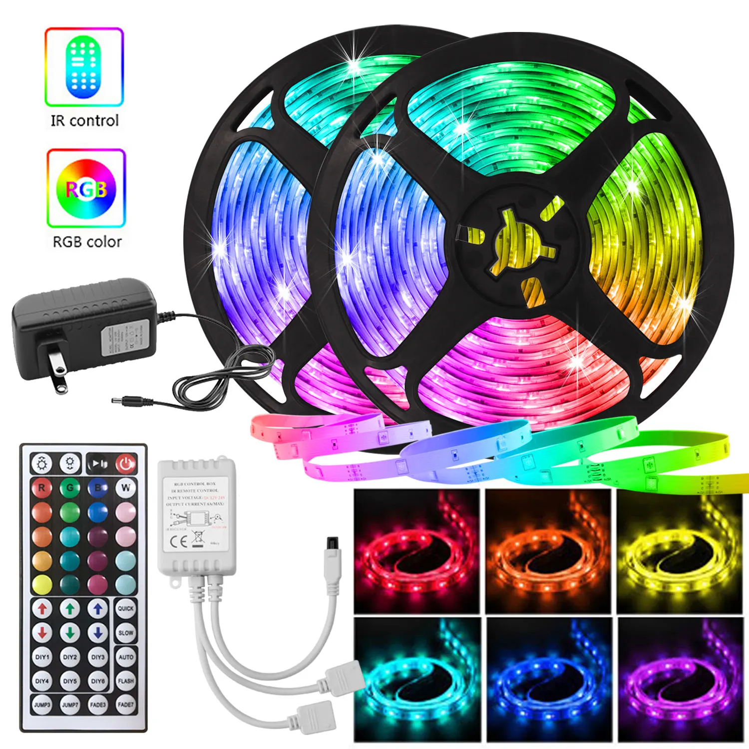 RGB LED Strip 5050 Dimmer Luminous Tape Flexible Neon Lamp 44 Keys Control Led Lights TV Backlight Room Christmas Decoration | Освещение