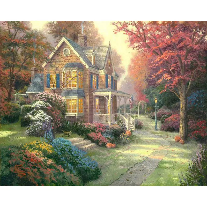 

SELILALI Castle Road Scenery Oil Painting By Numbers 40x50cm Diy Framed Handmade Home Decoration Acrylic Pigment Draw Paint