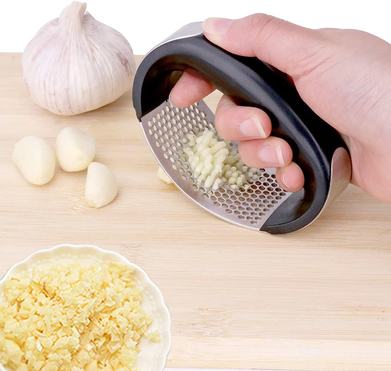 MESNUG Stainless Steel Garlic Crusher Peeler Cleaning Brush Set Comfortable Press Mincer Kitchen Gadgets Easy Clean | Дом и сад