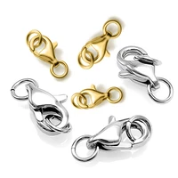 10sets stainless steel lobster clasp with ring clasp gold plated hook diy findings for jewelry necklace bracelet chain connector