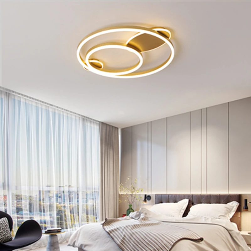 

Modern ceiling light Bedroom lamp luxury style led ceiling lamp warm and romantic golden round creative personality study lamp