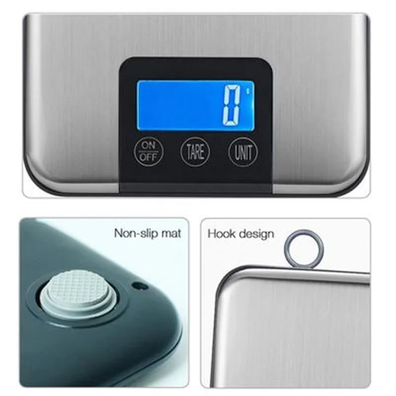 

Electronic Kitchen Scales 5KG 1g LCD Stainless Steel Household Digital Scale Food Diet Cooking Measure Tool Touch Button Precise