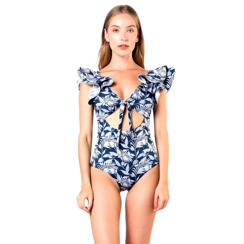 

Sexy One Piece Swimsuit Push Up Swimwear Women Ruffle Monokini Adjustable Shoulder Swimsuit Bodysuit Bathing Suit