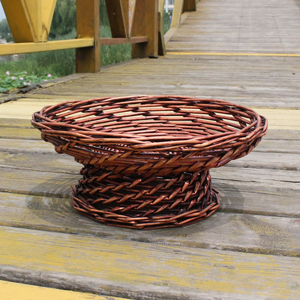 

Woven fruit tray, high-foot bread basket, craft display decorations, living room fruit snack basket, household storage basket