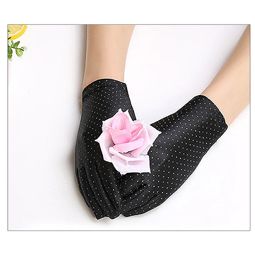 Женские эластичные перчатки в горошек удобные летние для вождения с защитой от