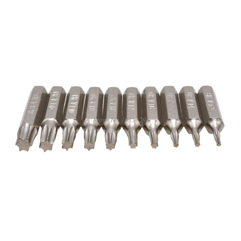 

10PCS CR-V Torx Screwdriver Bits Set T3 T4 T5 T6 T7 T8 T9 T10 T15 T20 Mobile Repair Bit Plum Blossoms Repairing Head