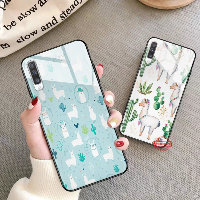 

Lama Llama Alpacas Animal Glass Case for Samsung S7 Edge S8 S9 S10 Plus A10 A20 A30 A40 A50 A60 A70 Note 8 9 10
