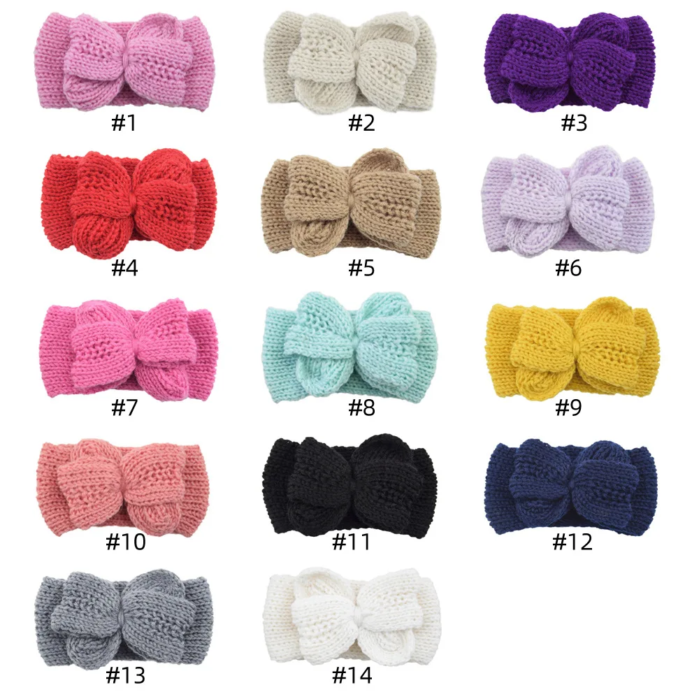 

Autumn and winter girls headband bowknot woolen knitted knot warm stretch headband fashion soft hair accessories ladies headwear