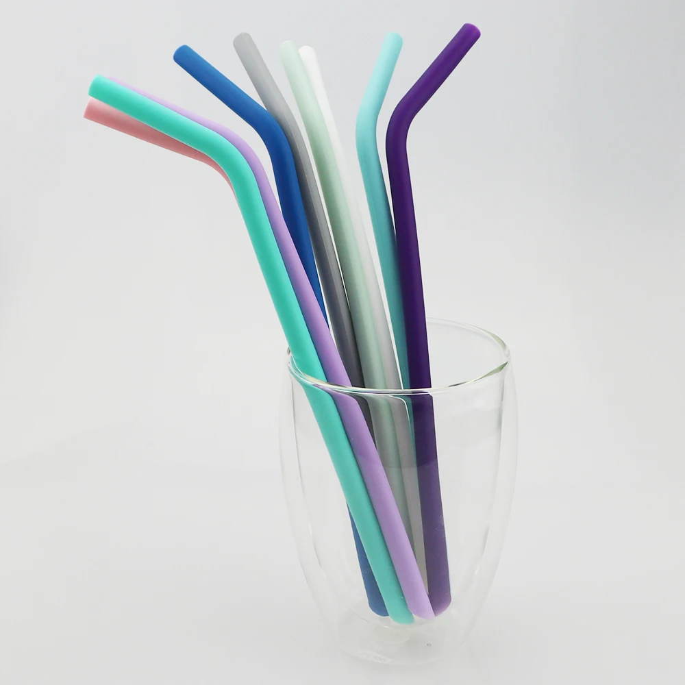 6 шт./компл. набор соломинок из силикона многоразовая соломка 8 мм гибкая с