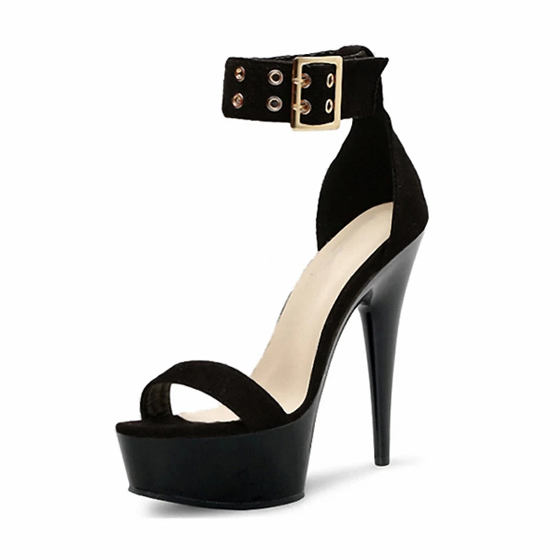 Женские босоножки с заклепками и пряжкой Классические на высоком каблуке 15 см