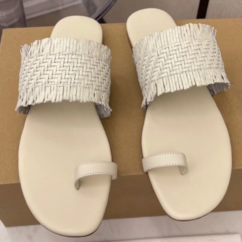 

Fashion Concise Solid Luxury Square Toe Flats Shoes Women Comfortable Weave Casual Summer Brand Design Genuine Leather Female
