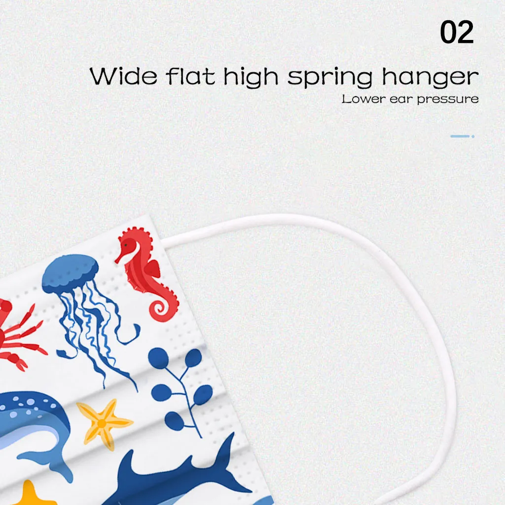 

50PC Children Mask Disposable Face Mask Non Woven 3Ply Ear Loop Colorful Pattern Masks Mascarillas Desechables Masques Enfants*