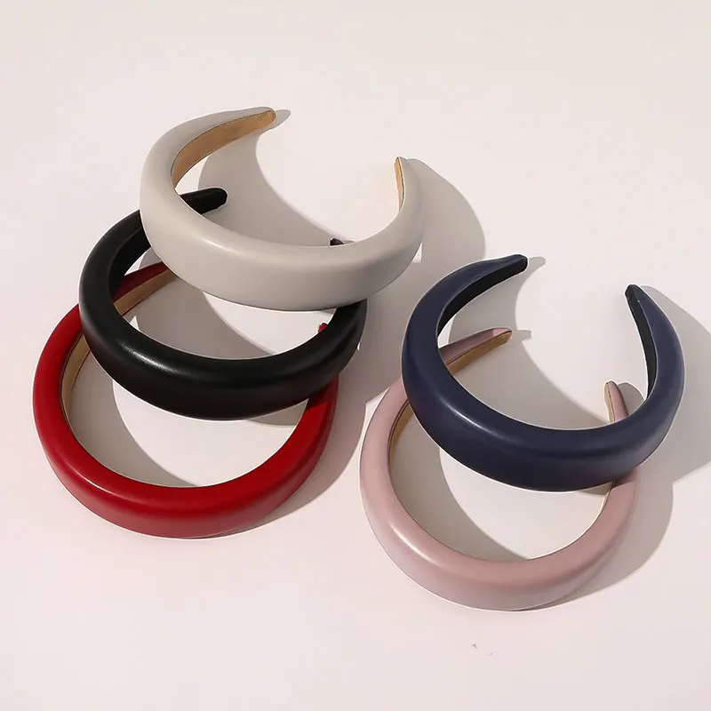 

Thicken Hairbands Head Hoop Sponge Padded Headband Non-slip Hairbands Hair Accessories Width PU Hair Hoop headbands Headdress