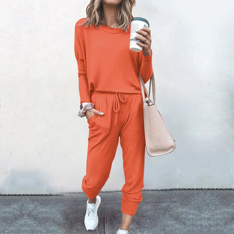 

Fashion Women Tracksuit Set Long Sleeve Shirt Tops Pants Two Piece Set Autumn Winter Solid Color Lounge Wear Outfits Suit