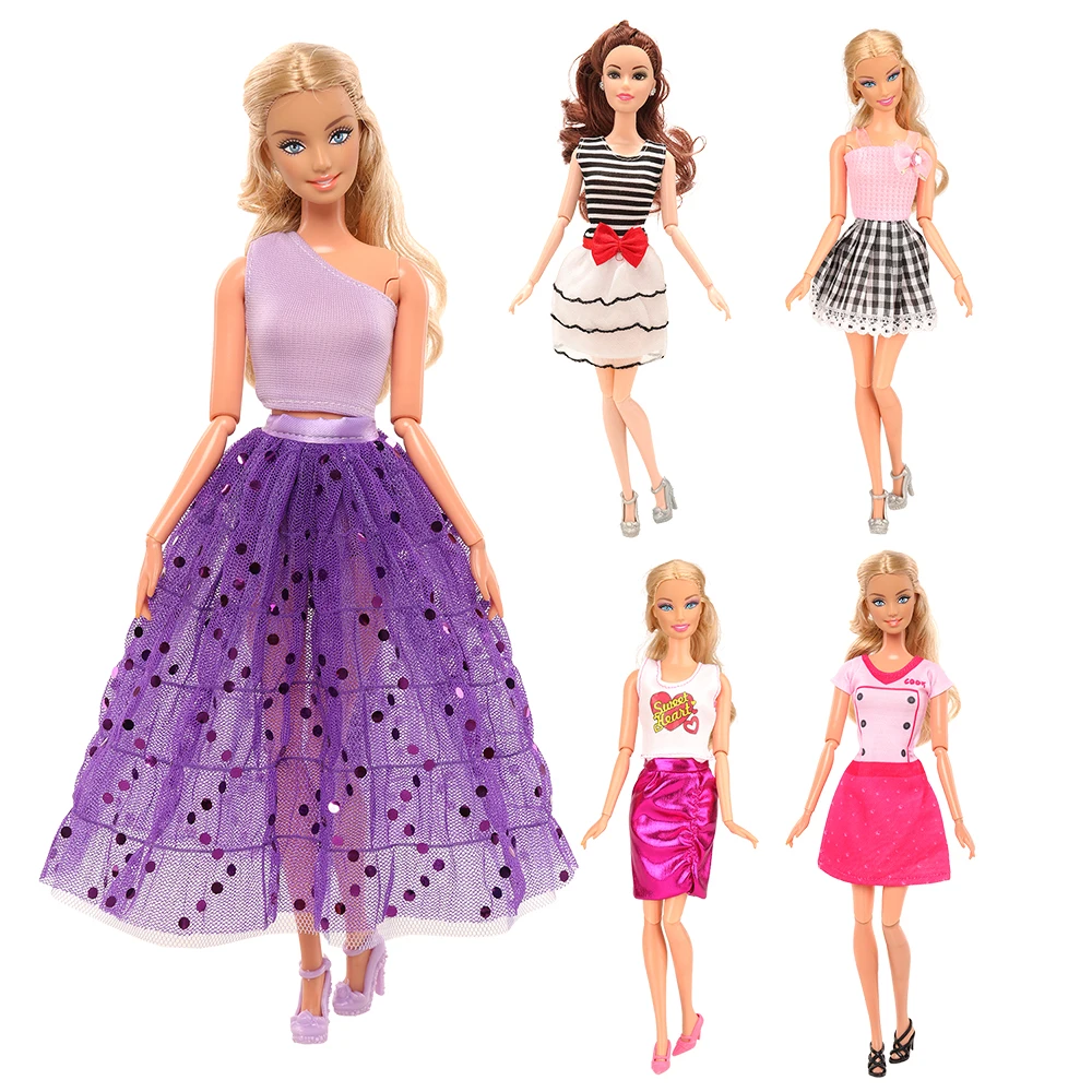 

Fashion Doll Clothes Dress for Barbie 5 Pieces/set Princess Dresses Dolls Accessories DIY Birthday Gift Children's Toy for Girl