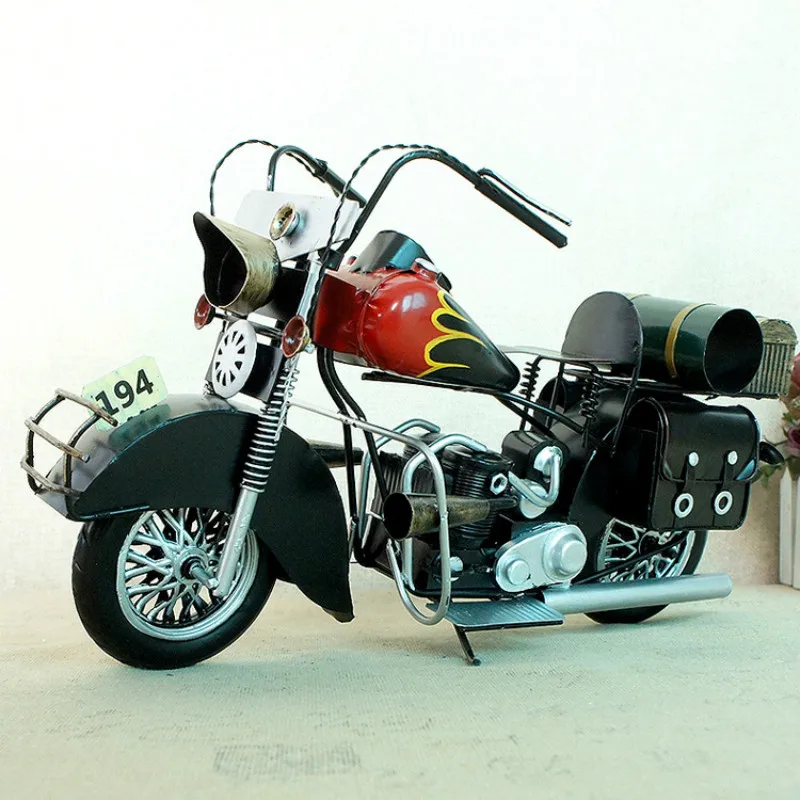 

Tabletop Decoration Simulator Motorcycle Crafts Figurines Miniatures Handmade Pure Color Vintage Iron Sheet Motorcycle Model