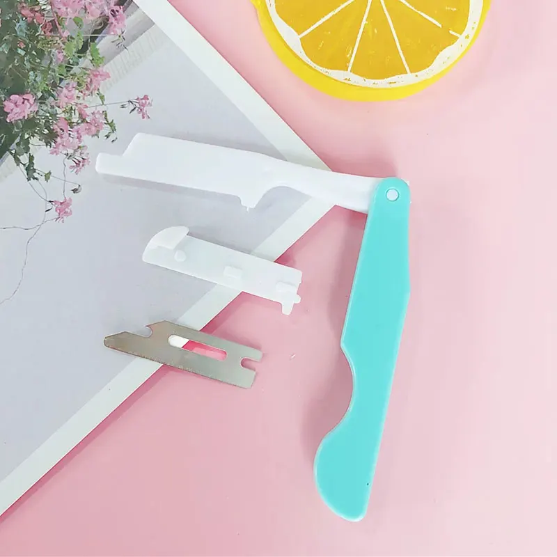 

Washable Brow Razor Blades Hair Remover Eyebrow Comb 3PCS Eyebrow Trimmer Folding Stainless Steel And ABS Makeup Tool