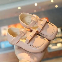 hot toddlers girls leather shoes childrens sweet flats princess bow knot with t strap baby fashion soft bottom princess shoes