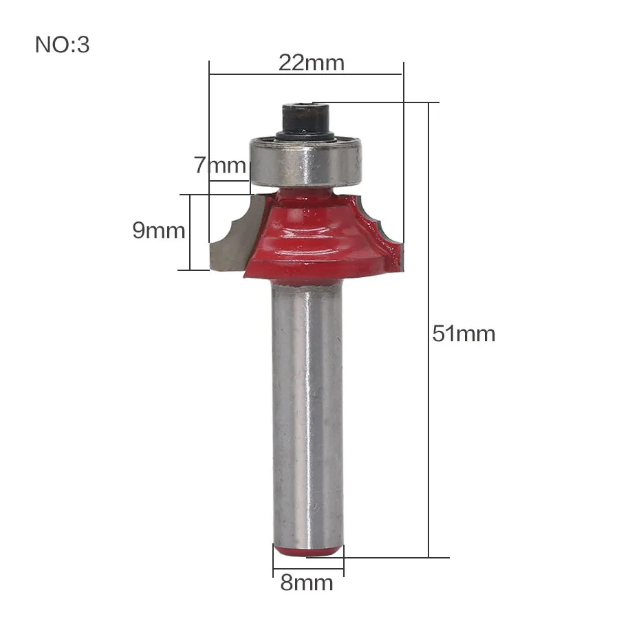 

1PC 8MM Shank Milling Cutter Wood Carving Classical Moulding Bits End Mill Trimmer Cleaning Flush Trim Corner Round Cove Box Bit