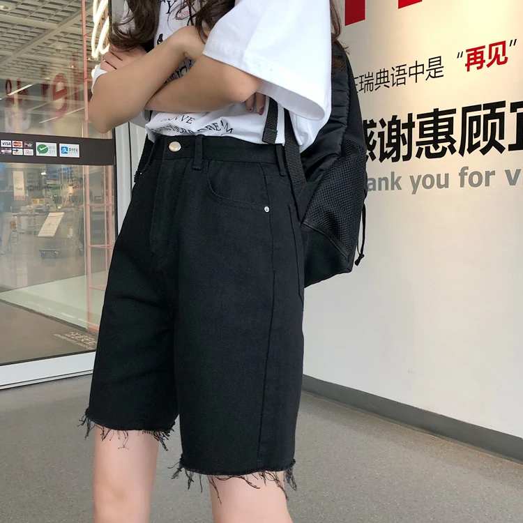 

4271 Women's loose straight five-point pants summer thin section 2021 new high-waisted thin wide-leg shorts