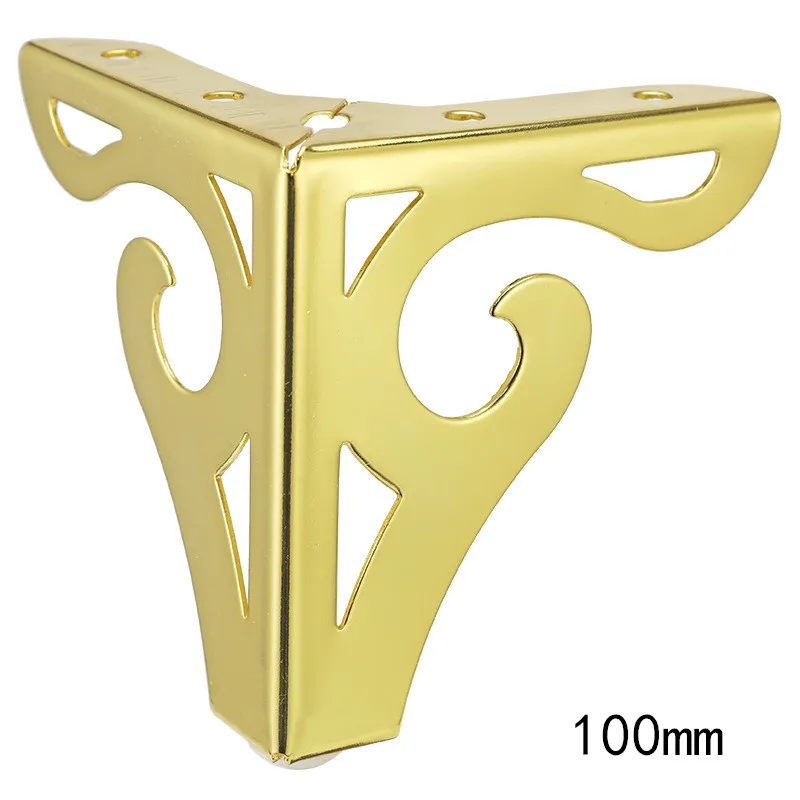 Height 100mm 4 шт полые резные металлические мебельные ножки с резиновыми ножками, ножки для шкафа, стола, фурнитура для дивана, мебель для ног - Цвет: Height 100mm