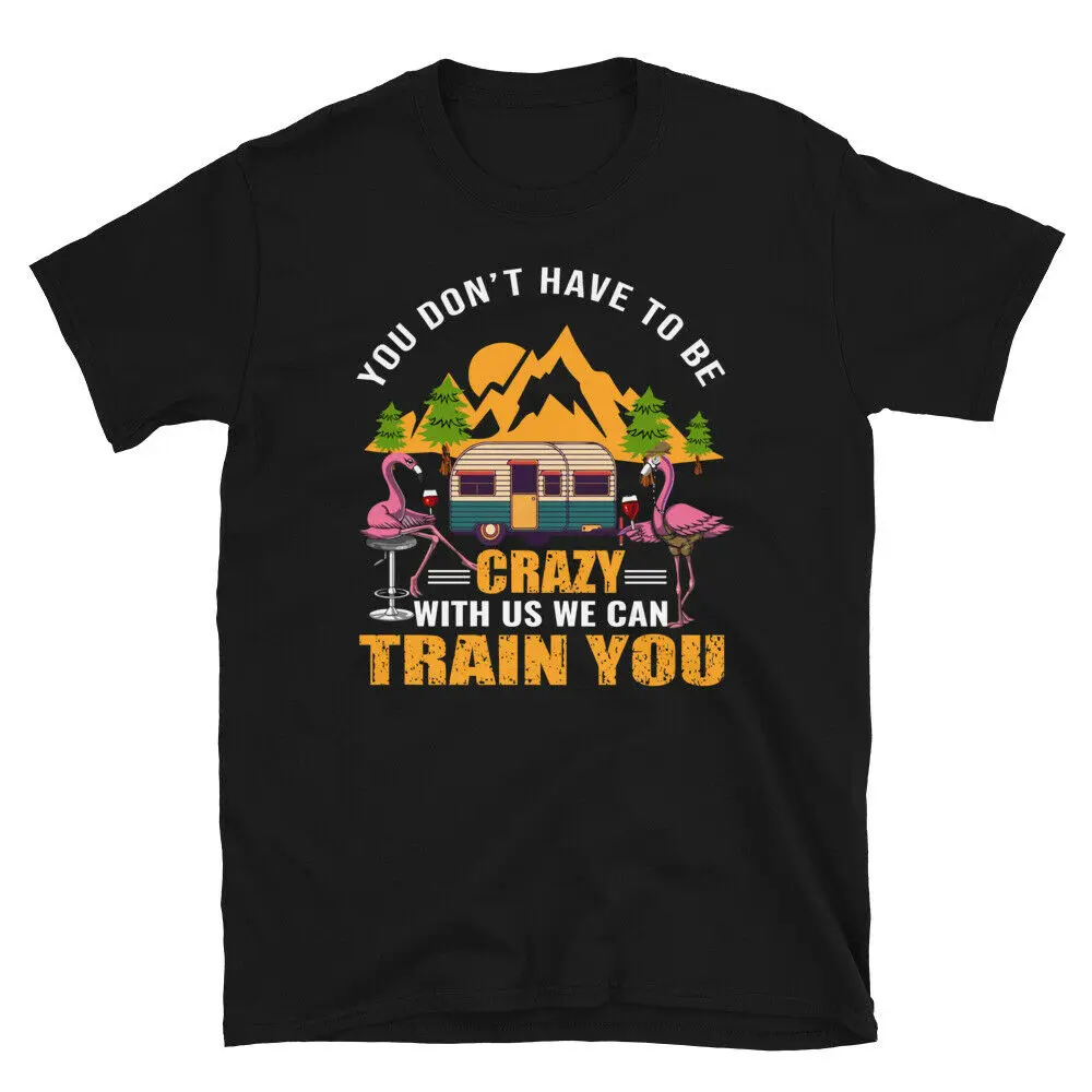 

Crazy Camper Flamingo Vintage Design Camping Novelty T-Shirt Men's T-shirt