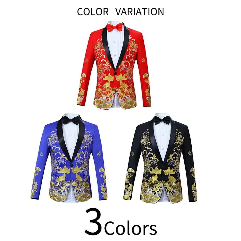 Мужской повседневный костюм с вышивкой зеленый из четырех предметов фруктовым