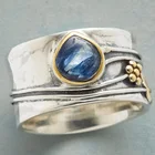 Женское Винтажное кольцо в стиле бохо, кольцо с резными цветами и листьями в форме капли воды, инкрустированное кристаллами, широкое кольцо на палец, ювелирное изделие, богемный подарок
