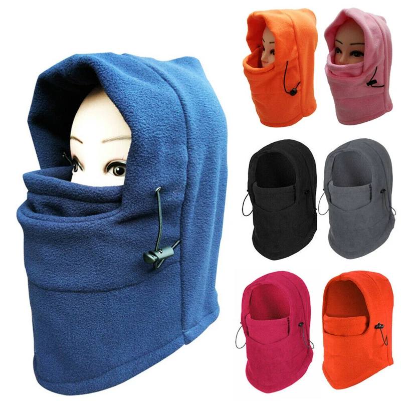 Теплая Флисовая Балаклава шапка с меховым капюшоном и теплой меховой воротник