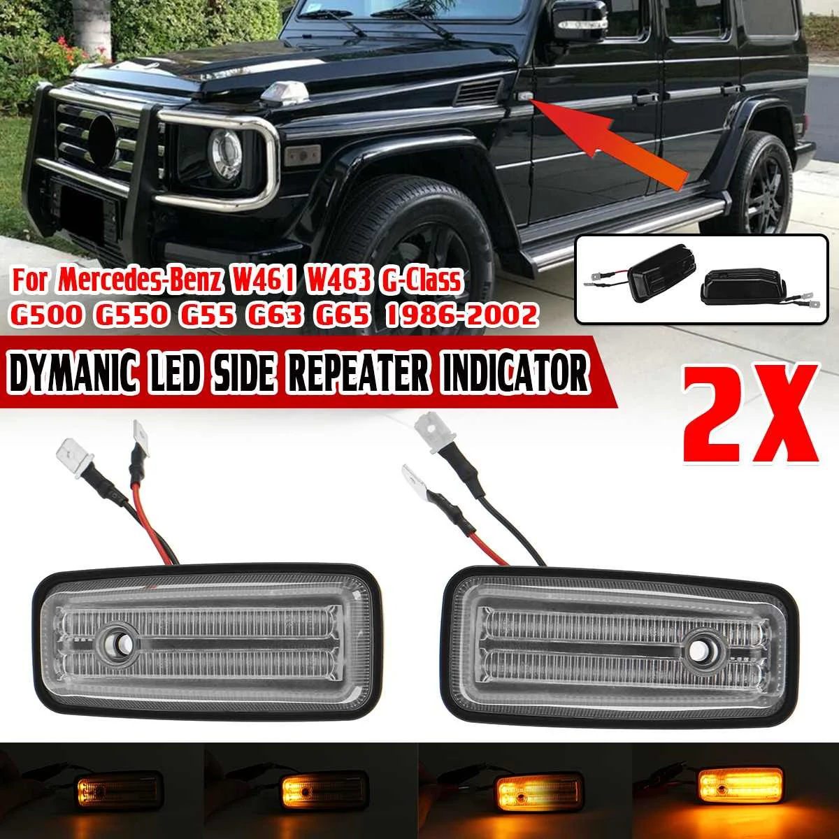 2x светодиодсветодиодный динамические боковые габаритные огни для Mercedes Benz G