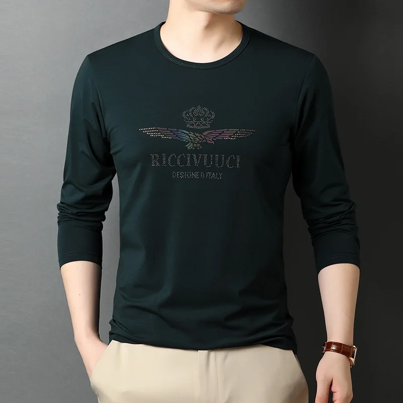 Мужские повседневные топы с круглым вырезом 95% хлопок 5% спандекс | Мужская одежда