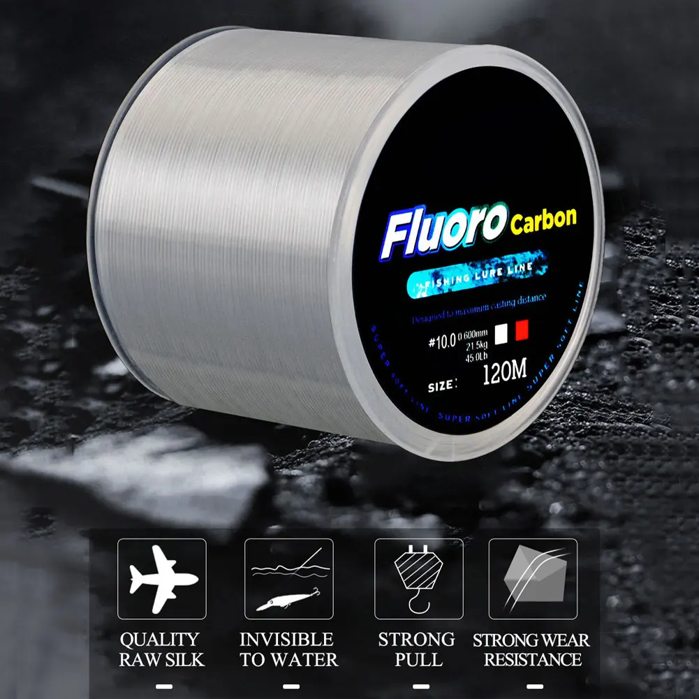 

120M Carbon Fiber Coating Leader Lure Fishing Line 0.2-0.6mm 3.25-21.5kg Wearable Fluorocarbon Line Accessories Fishing braided