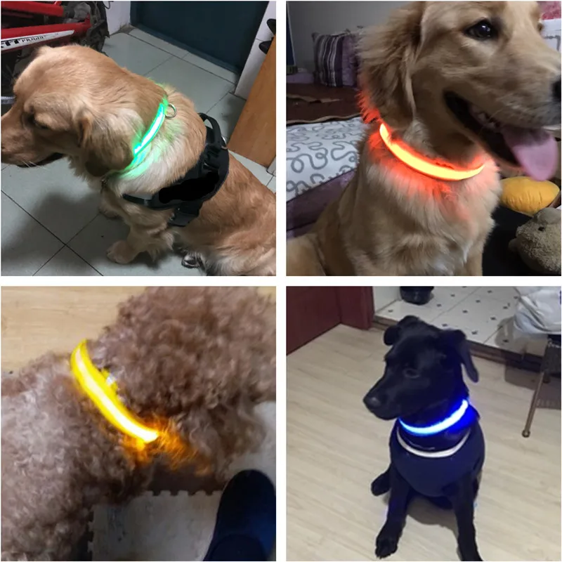 USB Перезаряжаемый собачий светящийся светодиодный ошейник из нейлона для