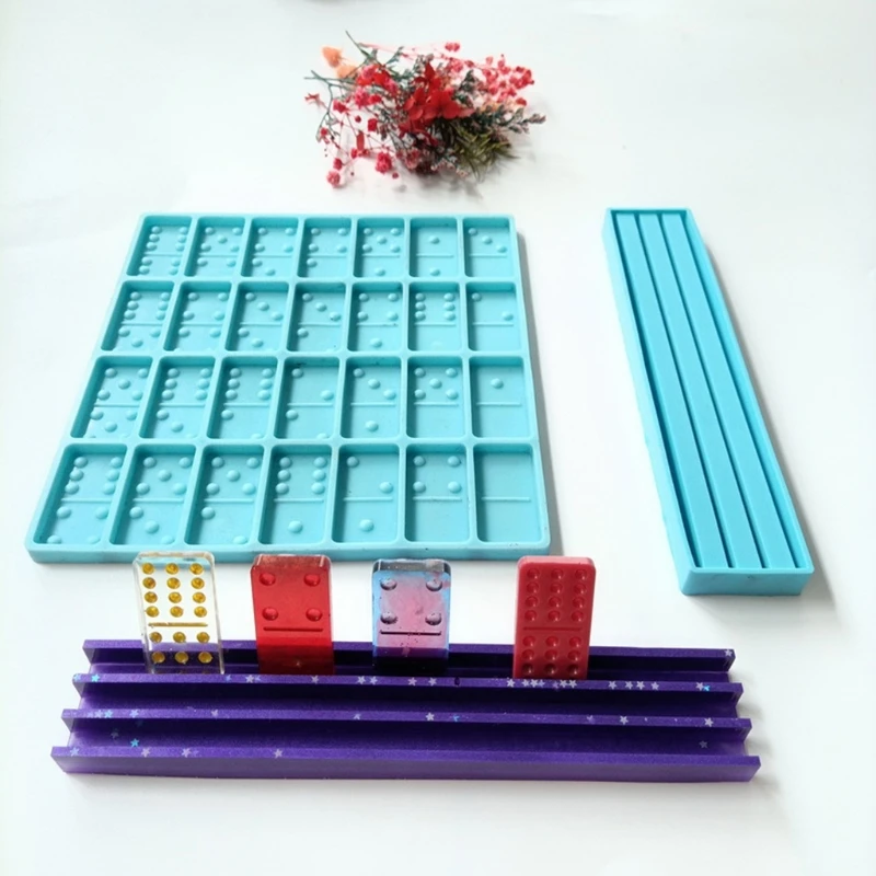 

1 Set Epoxy Resin Game Toys Mold Dominoes with Bracket Casting Silicone Mould DIY Crafts Polymer Clay Jewelry Making