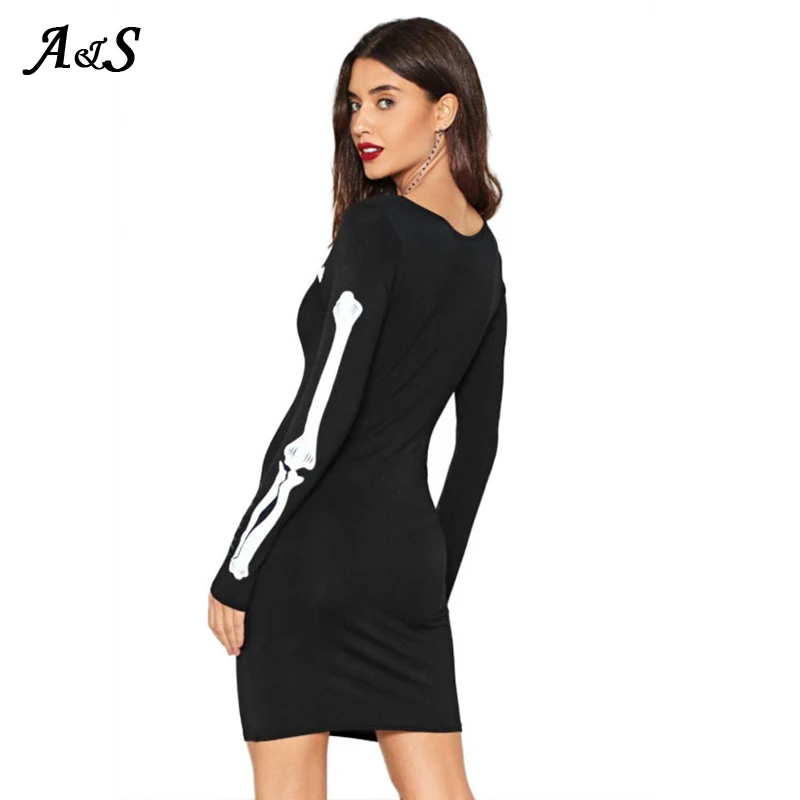 Женское облегающее платье Anbenser повседневное черное в стиле панк с длинными