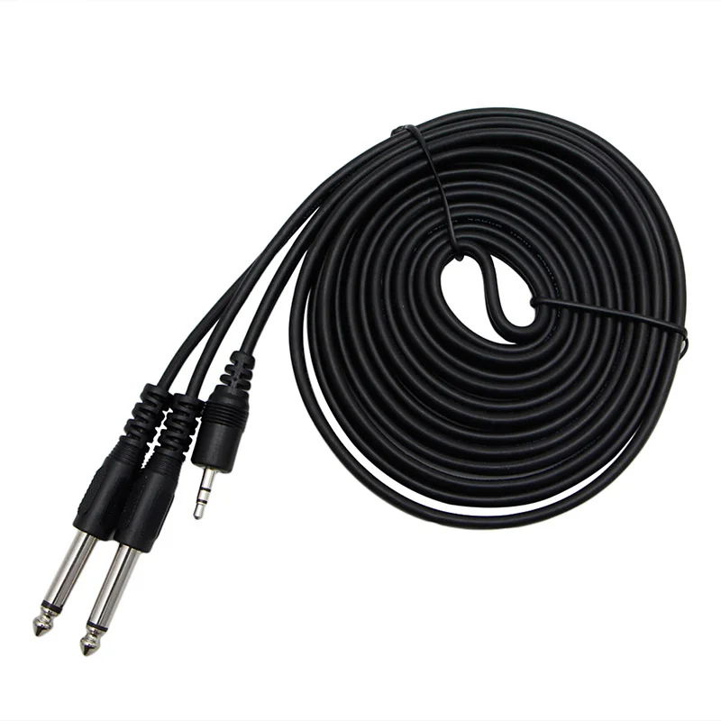 Double 6.35mm Male 1/4&quot Mono Jack to Stereo 1/8&quot 3.5mm Cable Cord | Электроника
