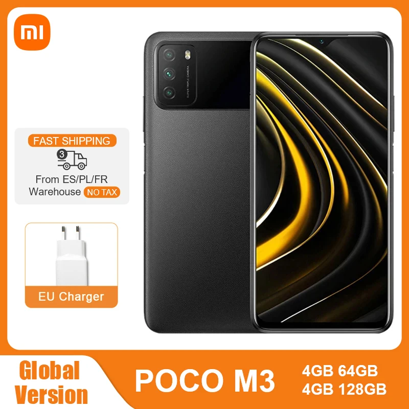 Глобальная версия POCO M3 4GB 64GB / 128GB Смартфон Snapdragon 662 Octa Core 48MP тройной Камера 6 53 &quotFHD +