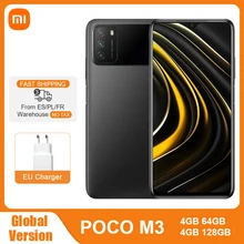 Глобальная версия POCO M3 4GB 64GB / 128GB Смартфон Snapdragon 662 Octa Core 48MP тройной Камера 6,53 "FHD + безрамочный экран с Экран 6000 мА/ч, Батарея