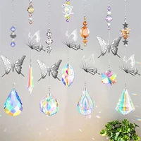 new7pcs butterfly crystal decor wall hanging prism ornament pendant home garden car window home decor wind chime ball suncatcher