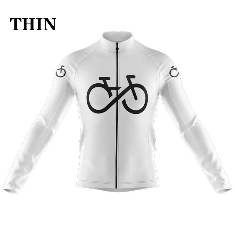 

New White Long Sleeve Men Cycling Jersey Bike Wear Jersey WINTER FLEECE & THIN Cycling Clothing MTB Ropa Ciclismo