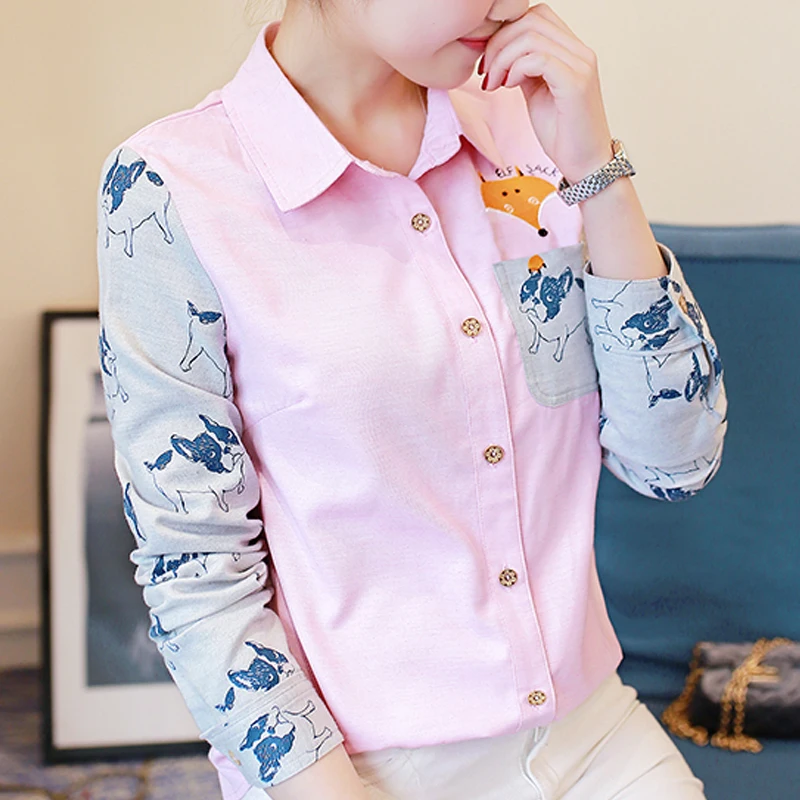 Осень 2019 Повседневная Женская блузка с длинным рукавом рисунком вечерние одежда