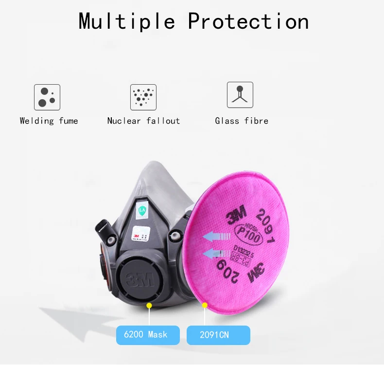 3M 6200 Gas Mask Spray Paint 17 In 1 Antiodor Personal Dust Mask Chemical Industrial Half Face Respirator Dust Mask