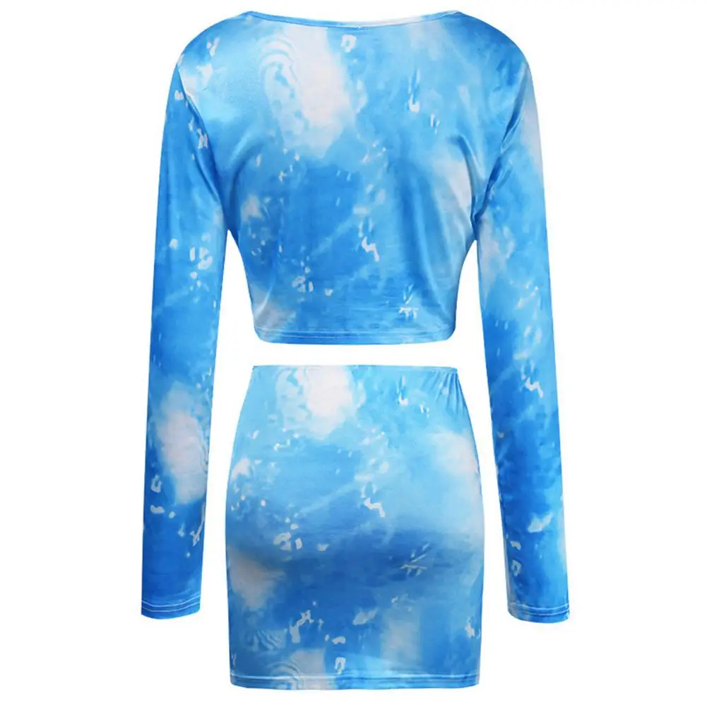 

2021 2 Piece Women Skirt Set Printed Cardigan Crop Top Mini Dress Club Outfit Sexy Party Night Fashion Streetwear Bodycon Suits