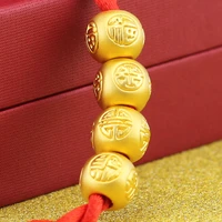 1pcs authentic 24k 999 yellow gold pendant for women men 8mm fu loose bead diy bracelet
