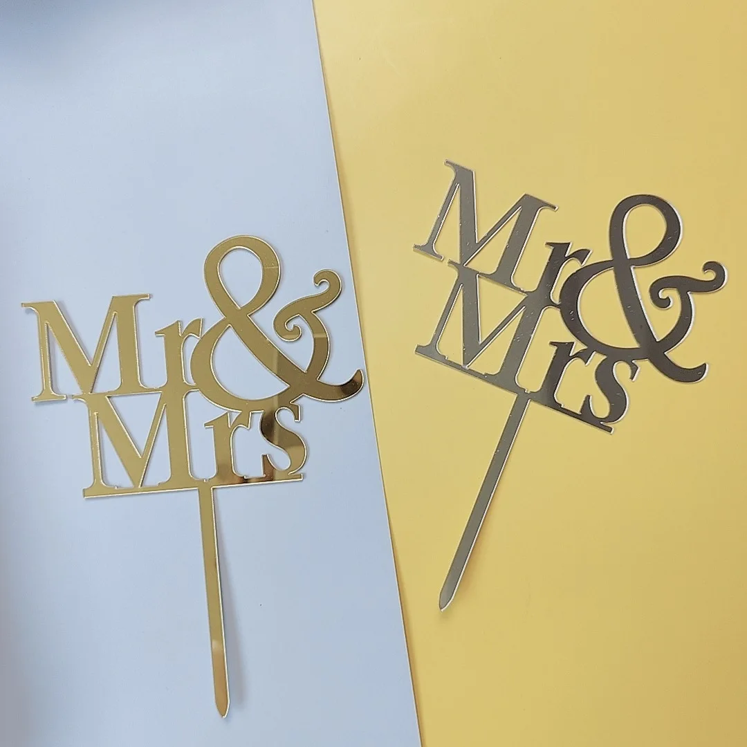 Новые золотые свадебные акриловые топперы для торта Mr &amp Mrs цветочные всегда День