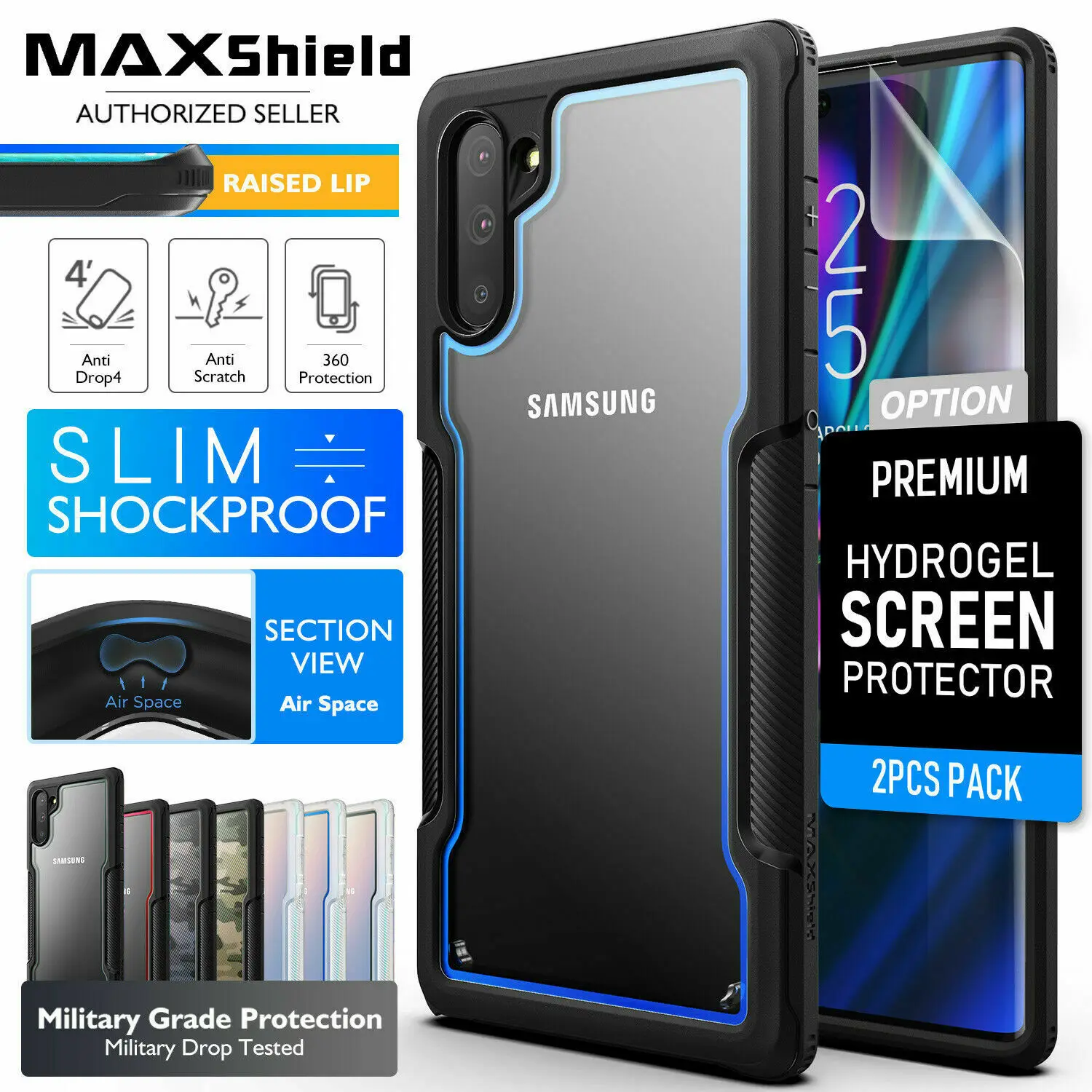 Maxshield samsung Galaxy Note 10 Plus 5G чехол сверхпрочный противоударный тонкий прозрачный с
