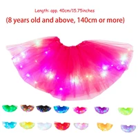 1pc women girls neon led tutu skirt party stage dance wear pleated layered tulle light up short dress for more than 8 years old