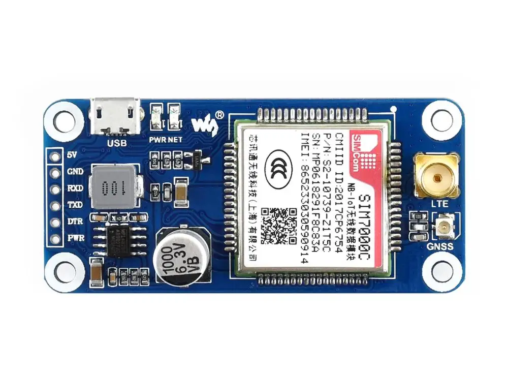 Waveshare NB IoT/eMTC/EDGE/GPRS/GNSS HAT для Raspberry Pi на основе SIM7000C поддерживает TCP UDP PPP HTTP FTP MQTT SMS