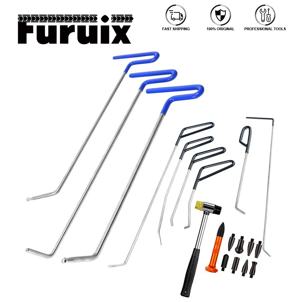 

Paintless Dent Repair Spring Steel Rods Body Dent Removal Hail Set Repair Hammer with 8 pcs Tap Down