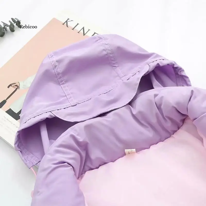 Winter Thicken Rainbow Contrast Women's Down Jacket Loose Padded Student Winter Coat Women Warm College Parka Female